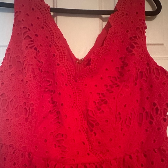 Bright red lace Modcloth dress - fit & flare size 16/18 - Picture 6 of 7